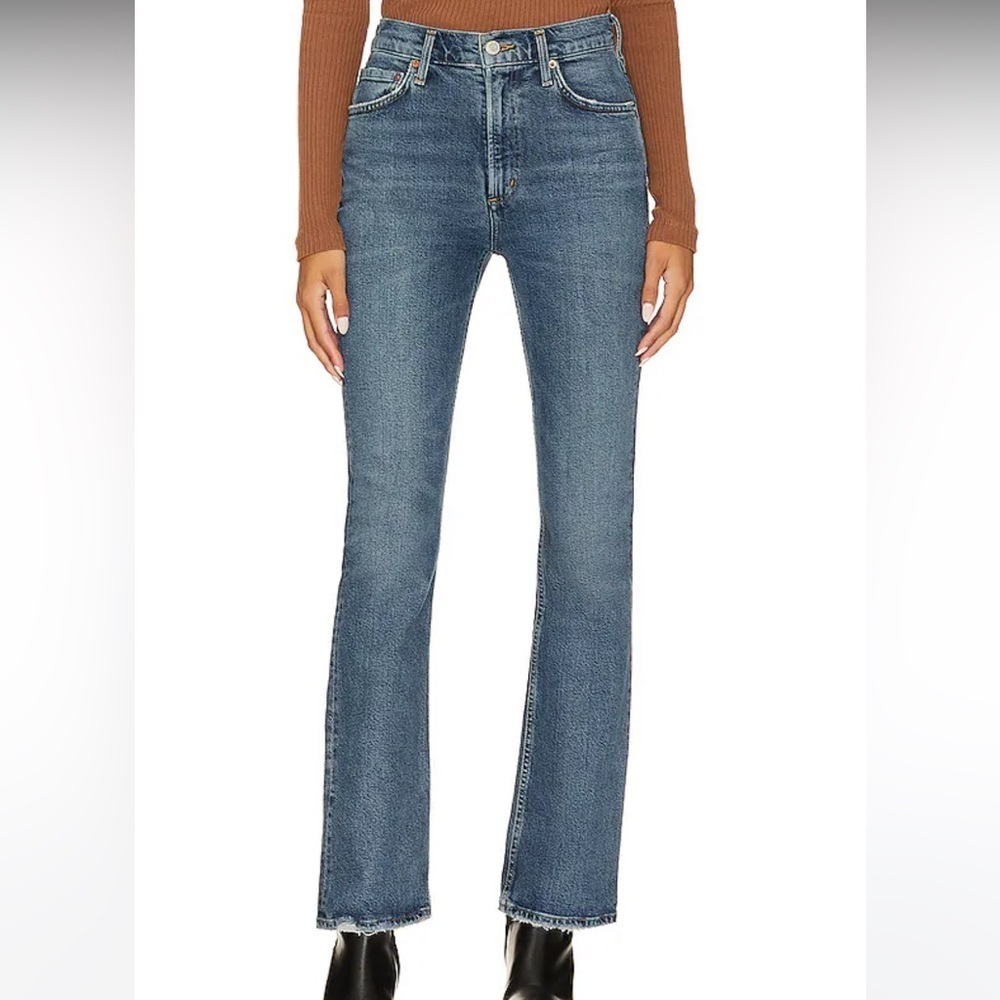 Agolde Women's Size 29 Nico High Rise Slim Boot Jeans Distressed Hem Stretch